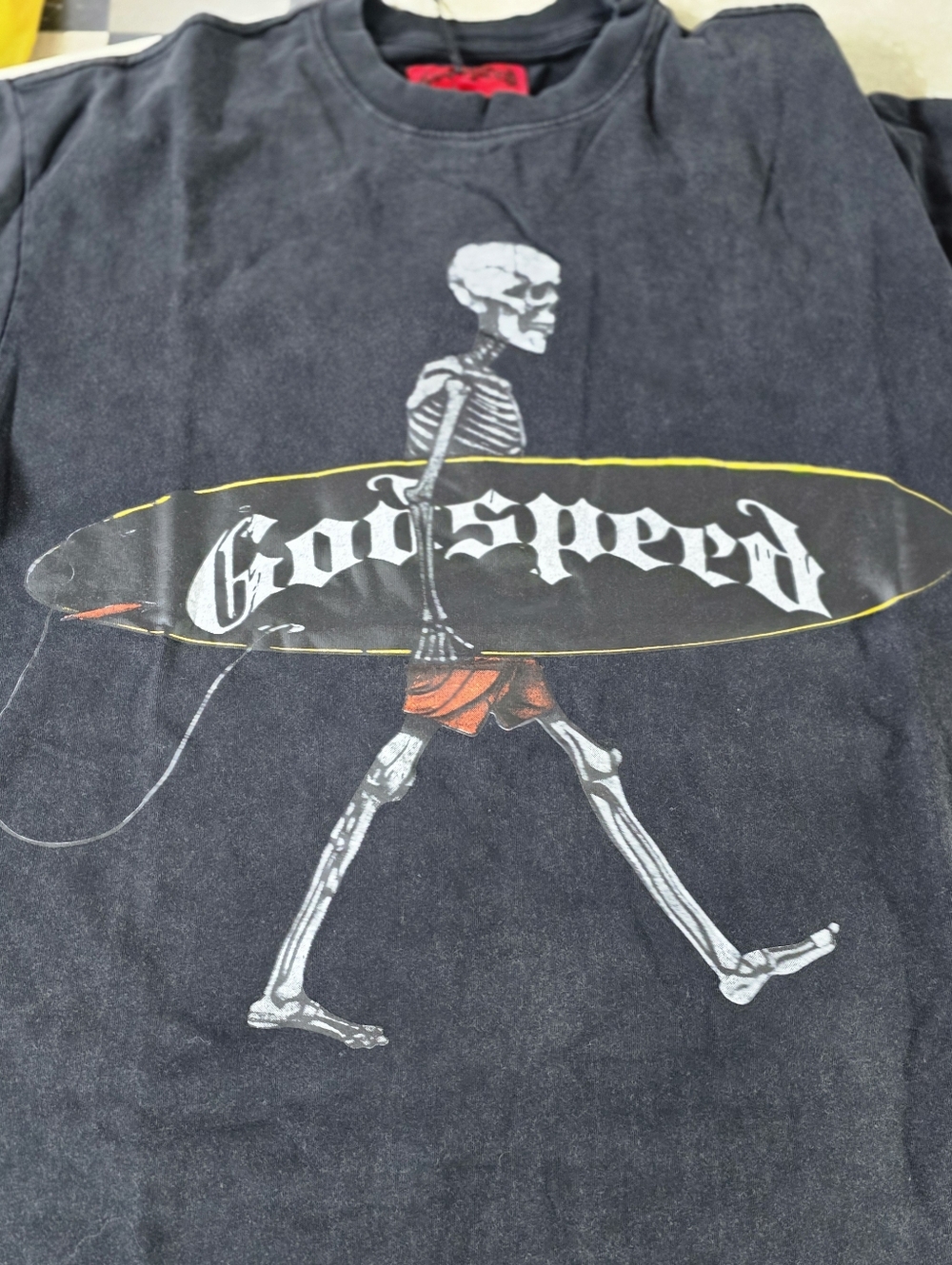 Godspeed Skeleton Surf Graphic Tee - Black Sz L NEW